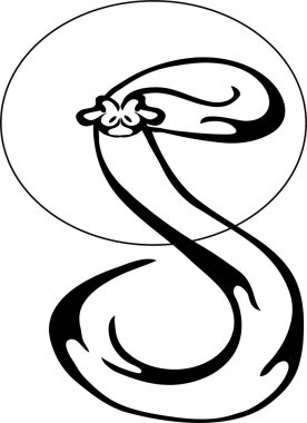 Beyaz arka planda siyah bir kobra dövmesi..