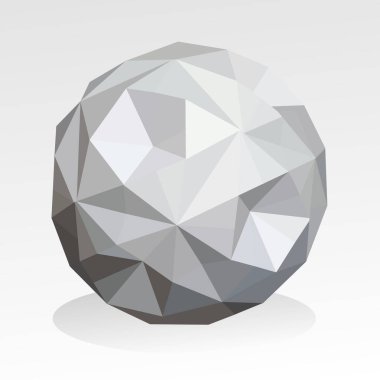 Origami ball. Gray 3 d volumetric sphere. clipart