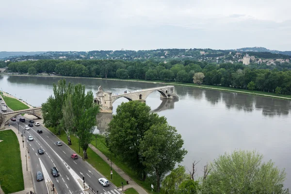 Rio Pont d 'Avignon e rio Rhone em Avignon — Fotografia de Stock