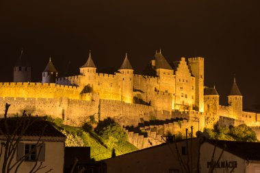 Carcassonne kale ve surlar, gece