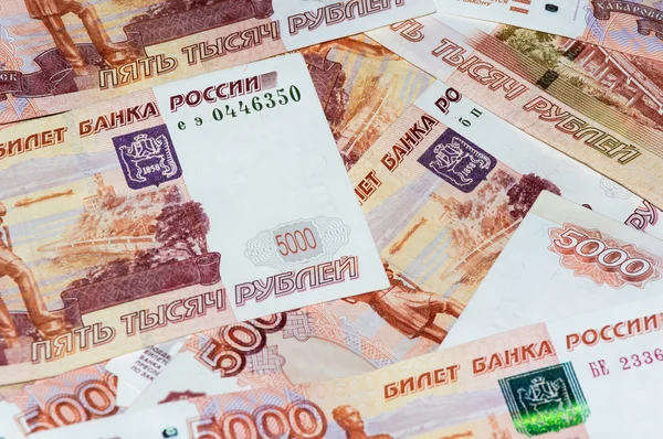 Rozproszone banknotów walucie Rubel — Zdjęcie stockowe