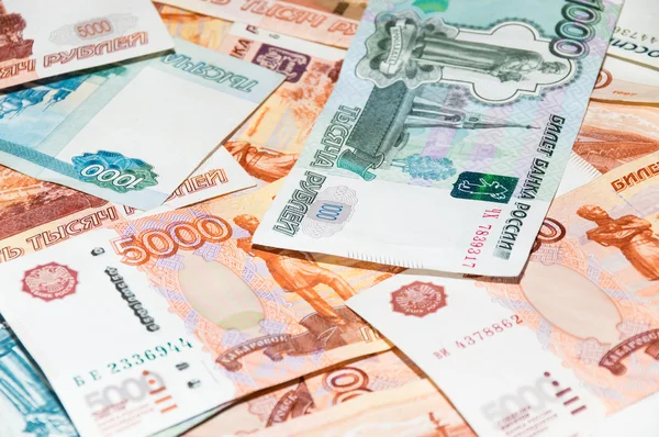 Rozproszone banknotów walucie Rubel — Zdjęcie stockowe