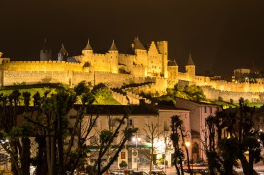 Carcassonne kale ve surlar, gece