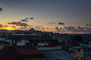 Sunset'teki Istanbul 'un görünümü