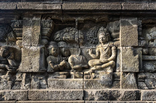 Statua Bassorilievo Borobudur Tempio Buddista Mahayana Del Secolo Giava Centrale — Foto Stock