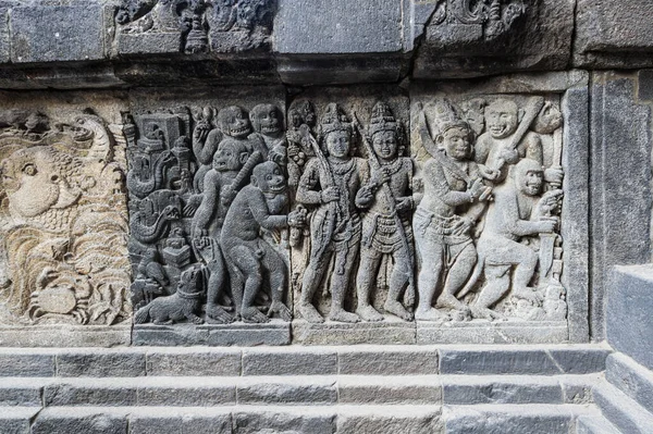 Bassorilievo Prambanan Rara Jonggrang Complesso Templi Indù Del Secolo Yogyakarta — Foto Stock