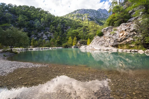View Turquoise Lake Canyon Goynuk Located Beydaglari Coastal National Park — Stock Photo, Image