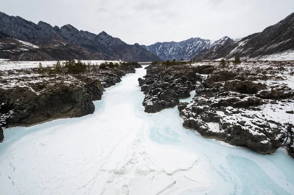 View River Katun Altay Mountains Winter Siberia Russia — Stock Photo, Image