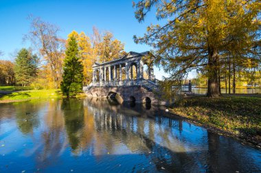 Tsarskoye Selo 'daki şehir parkı manzarası (Puşkin), Saint- Petersburg, Rusya