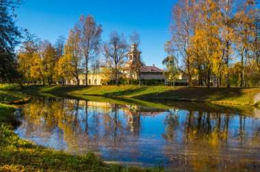 Tsarskoye Selo 'daki şehir parkı manzarası (Puşkin), Saint- Petersburg, Rusya