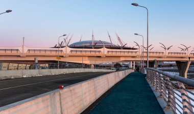 Günbatımında Saint-Petersburg 'un panoramik manzarası, Rusya