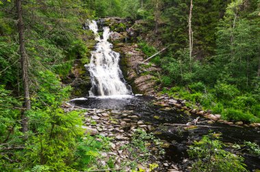 Yukankoski şelalesi (Beyaz Köprüler olarak da bilinir) Kulismayoki nehrinde, Rusya, Karelia