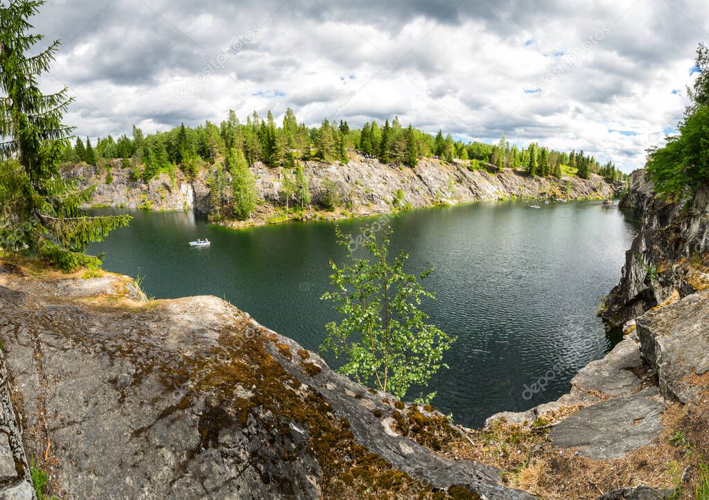 Marble canyon in the mountain park of Ruskeala, Karelia, Russia