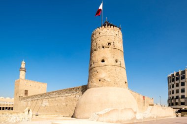 DUBAI, BİRLİK ARAB EMIRATES - 04 Aralık 2018 Dubai Müzesi, Birleşik Arap Emirlikleri 'nin ana müzesidir. Al Fahidi Kalesi 'nde yer alır.