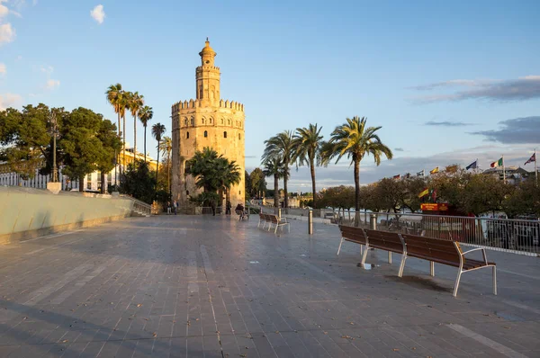 Seville Spanje April 2019 Torre Del Oro Historische Kalkstenen Toren — Stockfoto