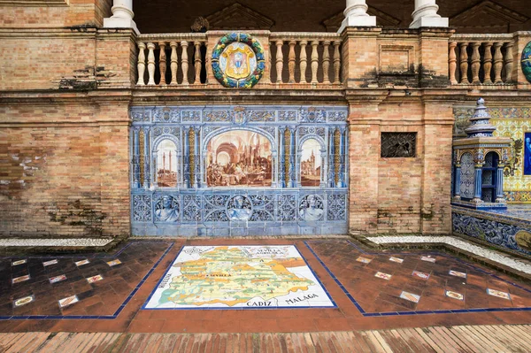 Seville España Abril 2019 Mosaico Panno Las Paredes Plaza España — Foto de Stock