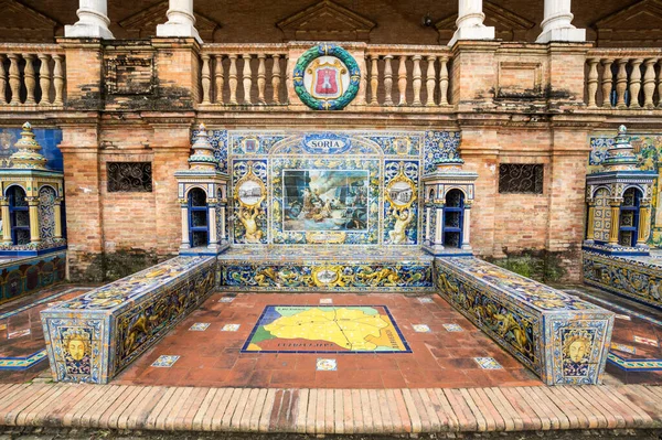 Seville Spain April 2019 Tiled Provincial Alcove Walls Plaza Espana — Stock Photo, Image