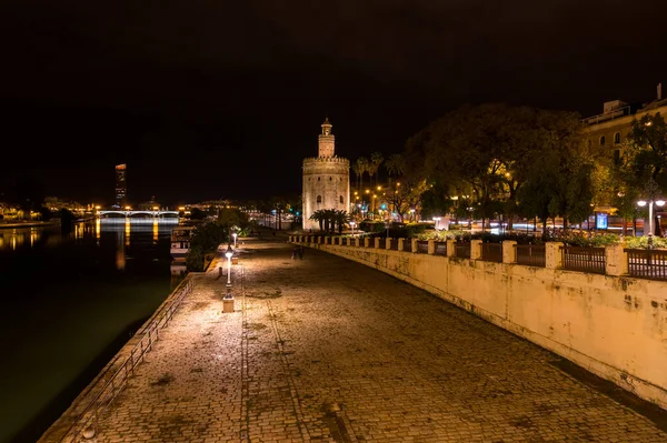 Seville Spain April 2019 Torre Del Oro Historical Limestone Tower — Stock Photo, Image