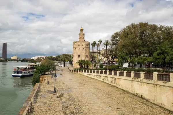 Seville Spanje April 2019 Torre Del Oro Historische Kalkstenen Toren — Stockfoto