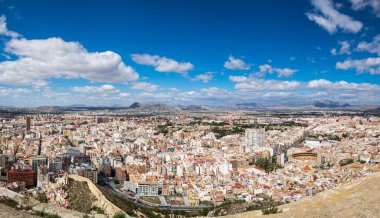 İspanya Santa Barbara Kalesi 'nden Alicante' nin panoramik görüntüsü