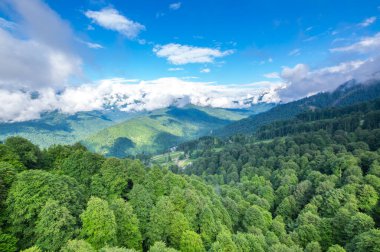 Kızıl Orman, Krasnodar Krai, Rusya 'daki Kafkas dağlarının manzarası