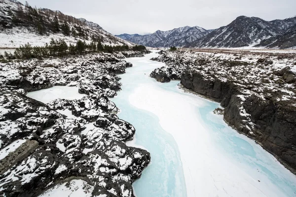 Pohled Pohoří Katun Altay Zimě Sibiř Rusko — Stock fotografie