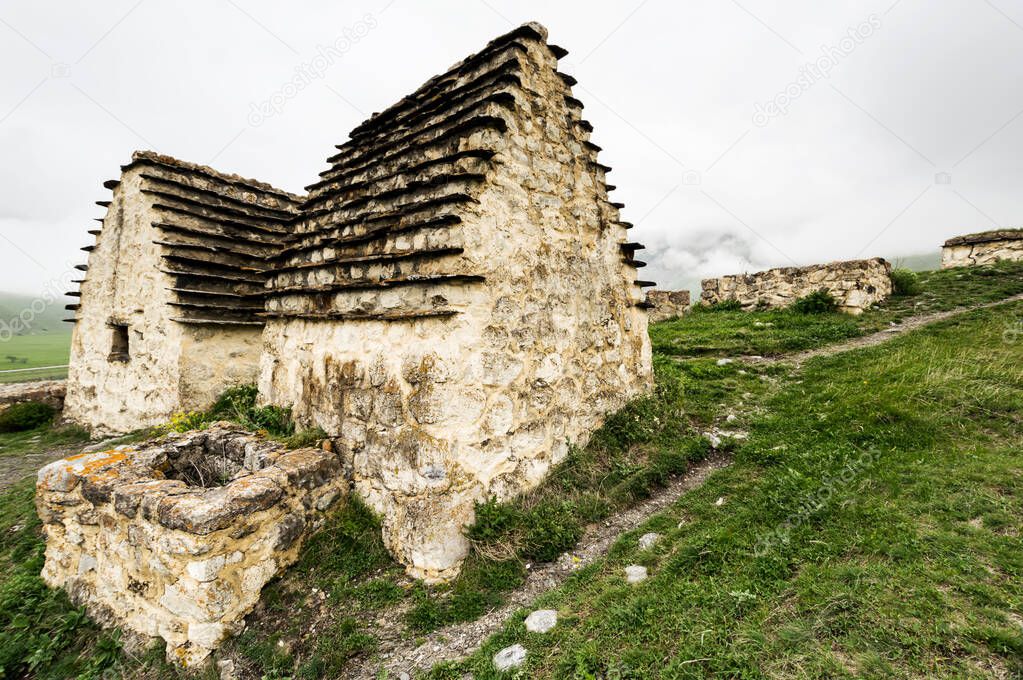 Ancient Alanian necropolis (City of dead)  in Dargavs village, North Ossetia Alania, Russia