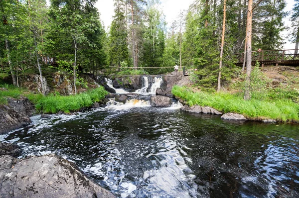 Vista Cascada Ahvenkoski República Karelia Rusia — Foto de Stock