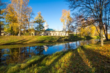 Tsarskoye Selo 'daki şehir parkı manzarası (Puşkin), Saint- Petersburg, Rusya