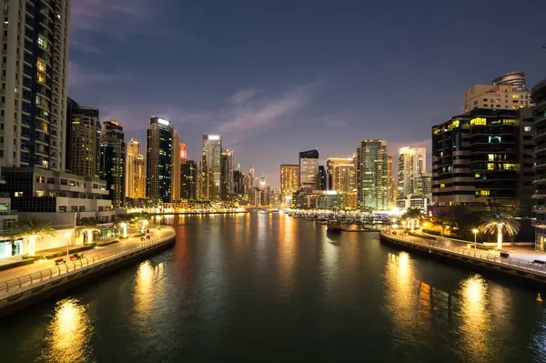 Декабря 2018 Вид Небоскребы Dubai Marina Города Искусственным Каналом Дубае — стоковое фото
