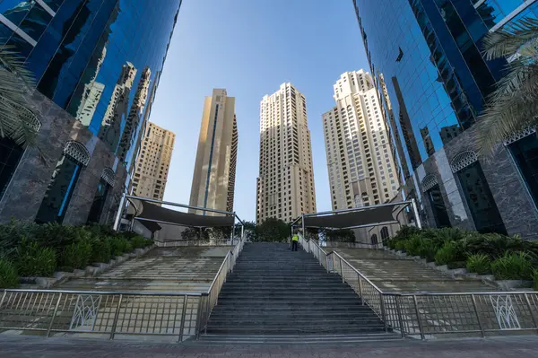 Dubai United Arab Emirates Prosince 2018 Pohled Mrakodrapy Dubajského Přístavu — Stock fotografie