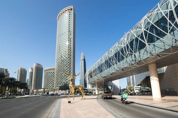 Dubai Förenade Arab Emirater December 2018 Panoramautsikt Med Moderna Skyskrapor — Stockfoto