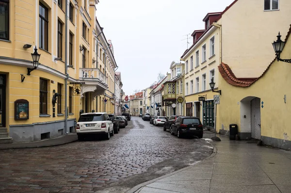 Tallinn Estonia Luty 2019 Ulica Starej Tallin Stolicy Estonii Stare — Zdjęcie stockowe