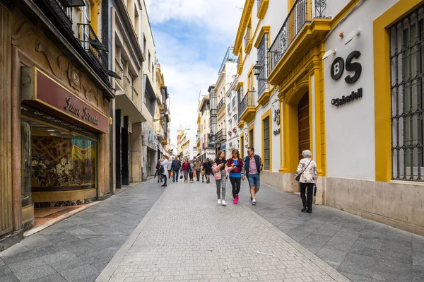 Seville Španělsko Duben 2019 Pohled Ulici Historickém Centru Sevilly Velké — Stock fotografie