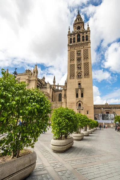 Seville Espanha Abril 2019 Vista Catedral Sevilha Com Giralda Sevilha — Fotografia de Stock