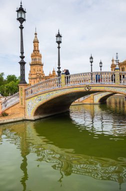 SEVILLE, SPAIN - 07 Nisan 2019: The Plaza de Espana (Türkçe 