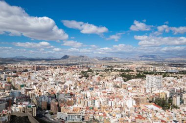 İspanya Santa Barbara Kalesi 'nden Alicante' nin panoramik görüntüsü