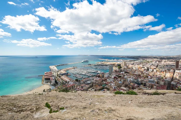 Vista Panoramica Alicante Dal Castello Santa Barbara Spagna — Foto Stock