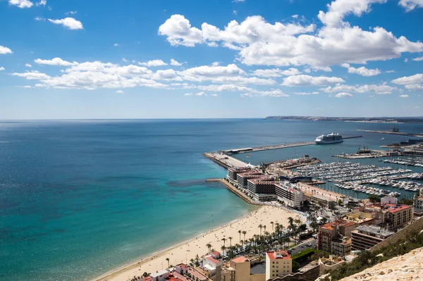 Panoramatický Pohled Alicante Hradu Santa Barbara Španělsko — Stock fotografie