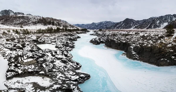 Pohled Pohoří Katun Altay Zimě Sibiř Rusko — Stock fotografie