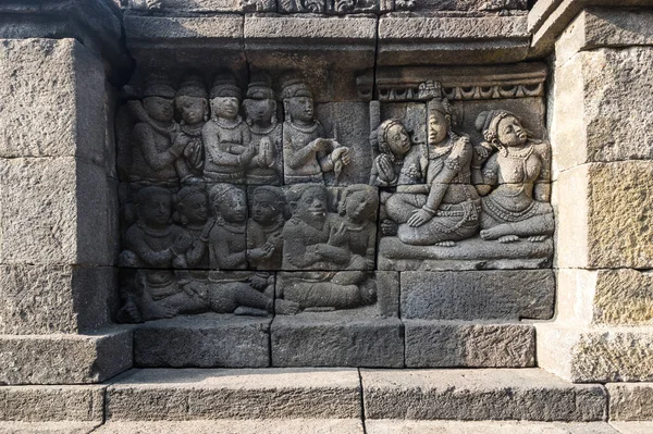 Statua Bassorilievo Borobudur Tempio Buddista Mahayana Del Secolo Giava Centrale — Foto Stock