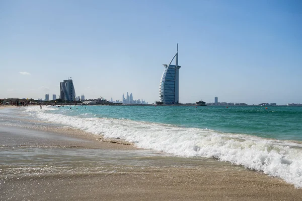 Vista Dalla Spiaggia Jumeira Sul Famoso Seven Star Hotel Burj — Foto Stock