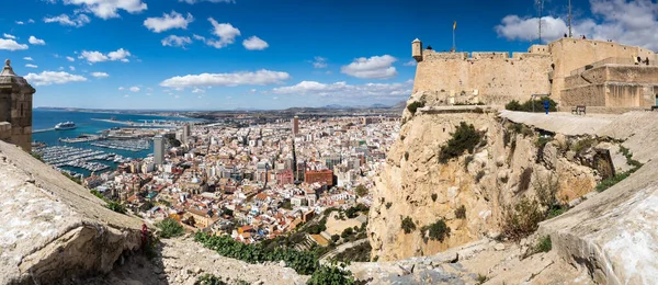 Panorámás Kilátás Alicante Santa Barbara Castle Spanyolország — Stock Fotó