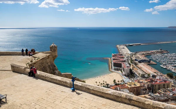 Alicante Spanyolország Április 2019 Santa Barbara Castle Egy Erődítmény Központjában — Stock Fotó