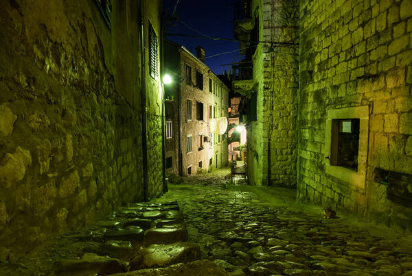View of the street in Old Town of Kotor, Montenegro