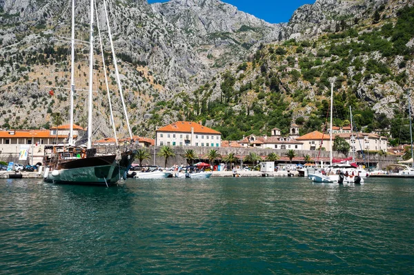 Kotor Montenegro Juni 2019 Blick Auf Yachten Der Bucht Von — Stockfoto