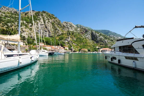 Kotor Montenegro Juni 2019 Blick Auf Yachten Der Bucht Von — Stockfoto