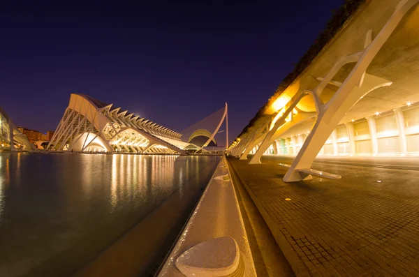 Cidade das artes e das ciências durante a noite — Fotografia de Stock