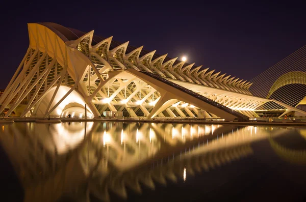 Cidade das artes e das ciências durante a noite — Fotografia de Stock