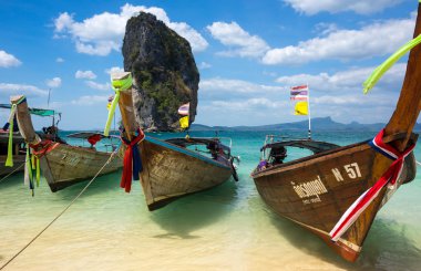 Traditional thai long tail boats clipart